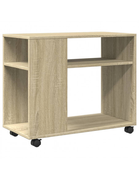 Tavolino con Ruote Rovere Sonoma 70x35x60 cm in Truciolato
