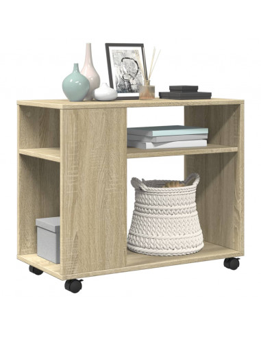 Tavolino con Ruote Rovere Sonoma 70x35x60 cm in Truciolato