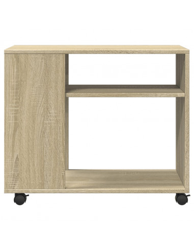 Tavolino con Ruote Rovere Sonoma 70x35x60 cm in Truciolato