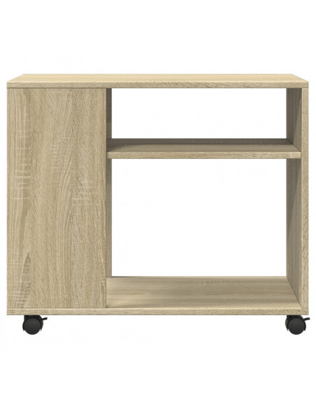 Tavolino con Ruote Rovere Sonoma 70x35x60 cm in Truciolato