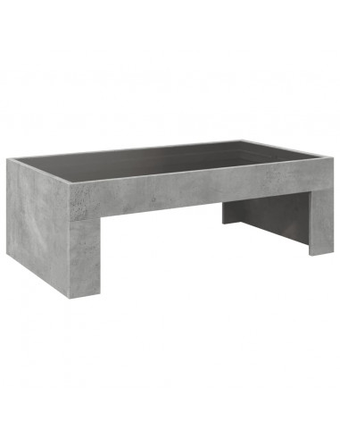 Tavolino da Salotto con LED Infinity Grigio Cemento 90x50x30 cm