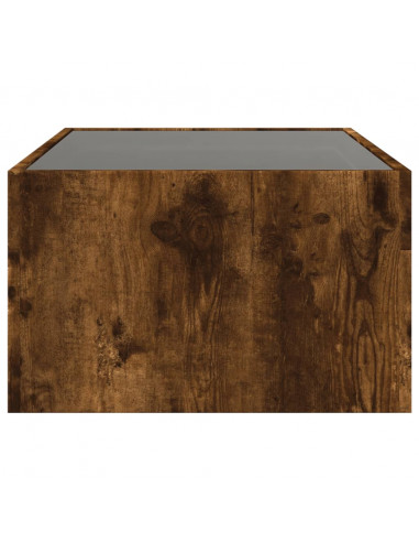 Tavolino da Salotto con LED Infinity Rovere Fumo 90x50x30 cm