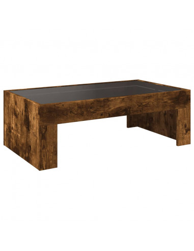 Tavolino da Salotto con LED Infinity Rovere Fumo 90x50x30 cm