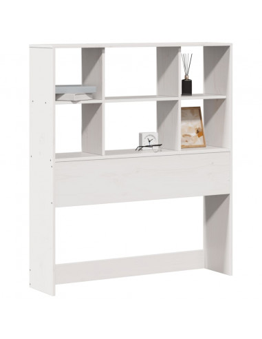 Testiera con Ripiani Bianca 90 cm in Legno Massello di Pino