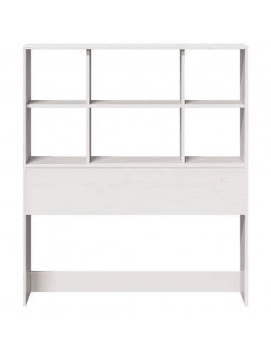 Testiera con Ripiani Bianca 90 cm in Legno Massello di Pino