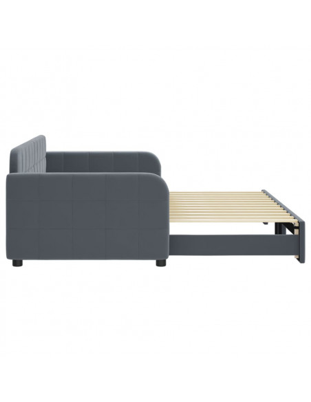 Divano Letto con Letto Estraibile Grigio Scuro 90x200cm Velluto