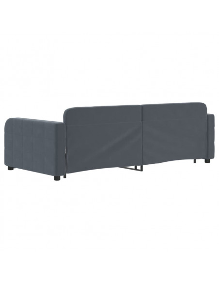 Divano Letto con Letto Estraibile Grigio Scuro 90x200cm Velluto