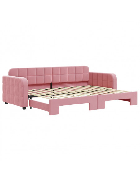 Divano Letto con Letto Estraibile Rosa 80x200 cm in Velluto