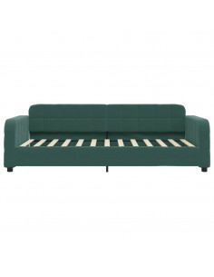Divano Letto Estraibile Cassetti Verde Scuro 90x200cm Velluto 2