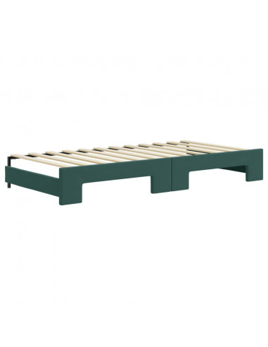 Divano Letto Estraibile Cassetti Verde Scuro 90x200cm Velluto