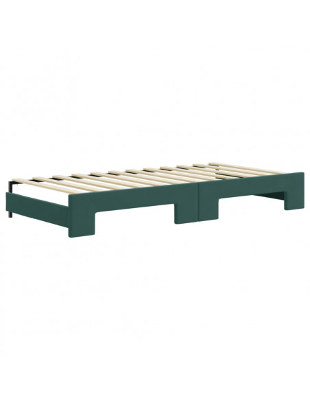 Divano Letto Estraibile Cassetti Verde Scuro 90x200cm Velluto