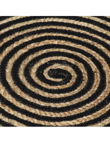 Tappeto Lavorato a Mano in Juta Design a Spirale Nero 150 cm