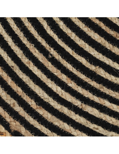 Tappeto Lavorato a Mano in Juta Design a Spirale Nero 150 cm