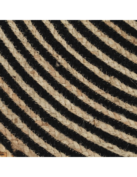 Tappeto Lavorato a Mano in Juta Design a Spirale Nero 150 cm