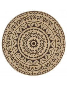 Tappeto Lavorato a Mano in Juta con Stampa Marrone Scuro 120 cm