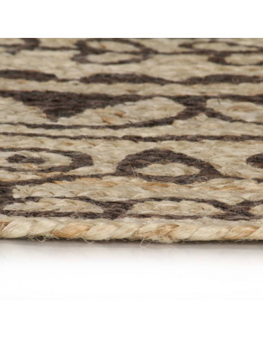 Tappeto Lavorato a Mano in Juta con Stampa Marrone Scuro 120 cm