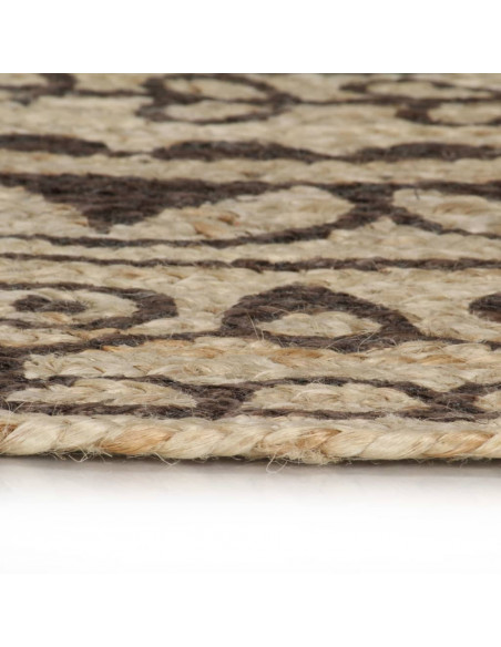 Tappeto Lavorato a Mano in Juta con Stampa Marrone Scuro 120 cm