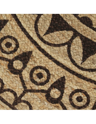 Tappeto Lavorato a Mano in Juta con Stampa Marrone Scuro 120 cm