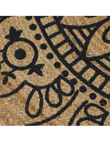 Tappeto Lavorato a Mano in Juta con Stampa Blu Scuro 120 cm