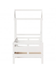 Dormeuse con Tetto 80x200 cm Bianco in Legno Massello di Pino 2