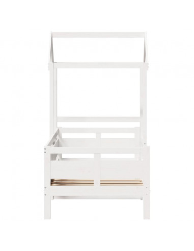 Dormeuse con Tetto 80x200 cm Bianco in Legno Massello di Pino
