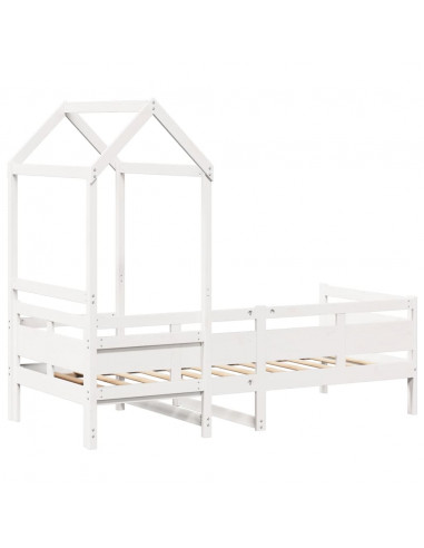 Dormeuse con Tetto 80x200 cm Bianco in Legno Massello di Pino