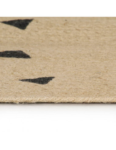Tappeto Lavorato a Mano in Juta con Stampa a Triangoli 120 cm