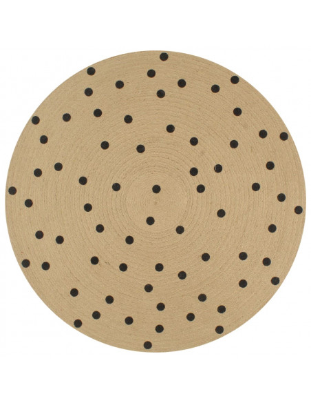 Tappeto Lavorato a Mano in Juta con Stampa a Pois 90 cm