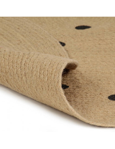 Tappeto Lavorato a Mano in Juta con Stampa a Pois 90 cm