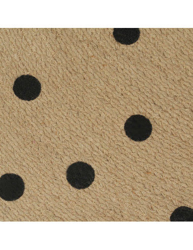 Tappeto Lavorato a Mano in Juta con Stampa a Pois 90 cm