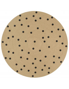 Tappeto Lavorato a Mano in Juta con Stampa a Pois 150 cm