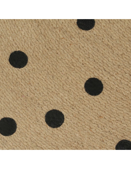 Tappeto Lavorato a Mano in Juta con Stampa a Pois 150 cm