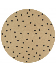 Tappeto Lavorato a Mano in Juta con Stampa a Pois 120 cm