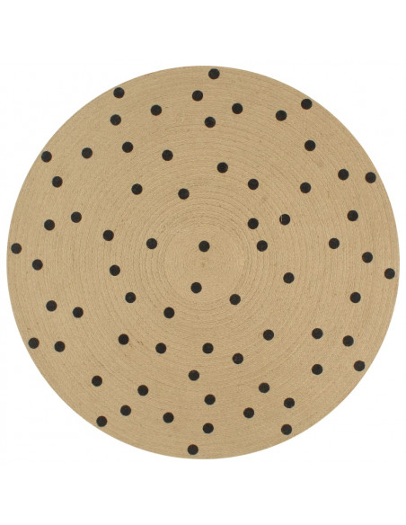 Tappeto Lavorato a Mano in Juta con Stampa a Pois 120 cm