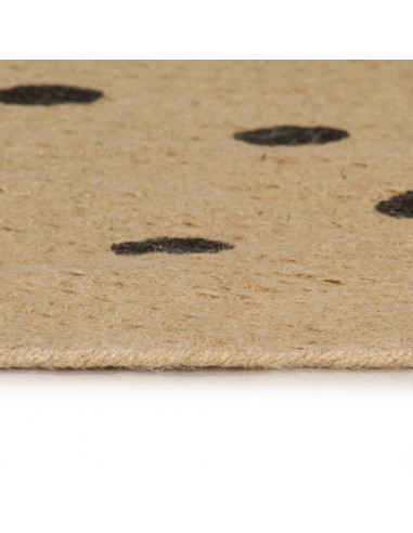 Tappeto Lavorato a Mano in Juta con Stampa a Pois 120 cm