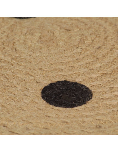 Tappeto Lavorato a Mano in Juta con Stampa a Pois 120 cm