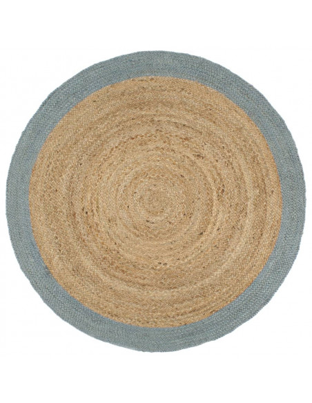 Tappeto Lavorato a Mano in Juta con Bordo Verde Oliva 210 cm
