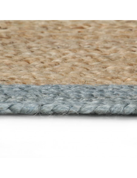 Tappeto Lavorato a Mano in Juta con Bordo Verde Oliva 180 cm