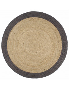 Tappeto Lavorato a Mano in Juta con Bordo Grigio Scuro 240 cm