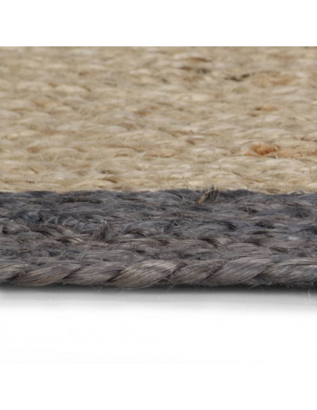 Tappeto Lavorato a Mano in Juta con Bordo Grigio Scuro 240 cm