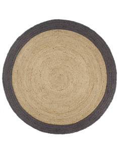 Tappeto Lavorato a Mano in Juta con Bordo Grigio Scuro 210 cm