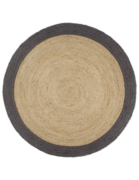 Tappeto Lavorato a Mano in Juta con Bordo Grigio Scuro 210 cm