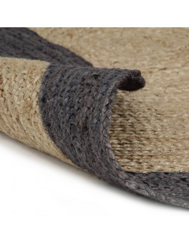 Tappeto Lavorato a Mano in Juta con Bordo Grigio Scuro 210 cm