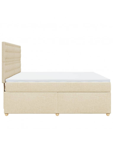 Giroletto a Molle con Materasso Crema 180x200 cm in Tessuto