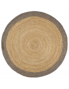 Tappeto Lavorato a Mano in Juta con Bordo Grigio 240 cm