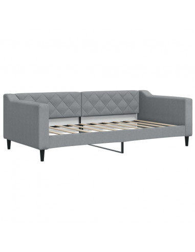 Letto da Giorno Grigio Chiaro 90x190 cm in Tessuto