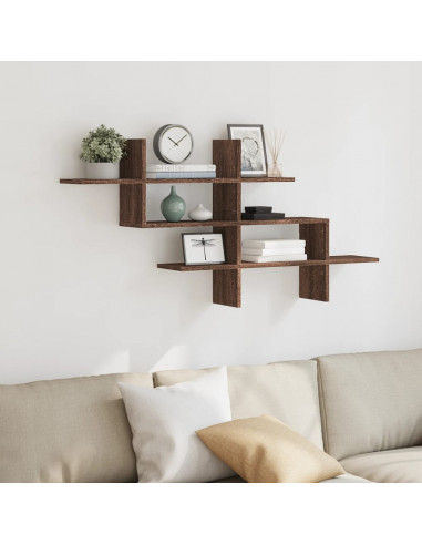 Mensola a Muro Rovere Marrone 124,5x18x60,5cm in Truciolato