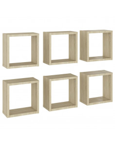 Mensole a Cubo 6 pz Rovere Sonoma 30x15x30 cm 2