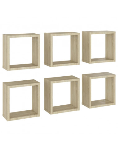 Mensole a Cubo 6 pz Rovere Sonoma 30x15x30 cm