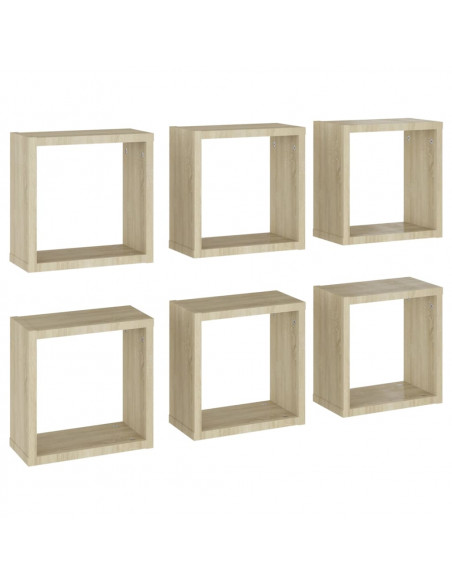 Mensole a Cubo 6 pz Rovere Sonoma 30x15x30 cm